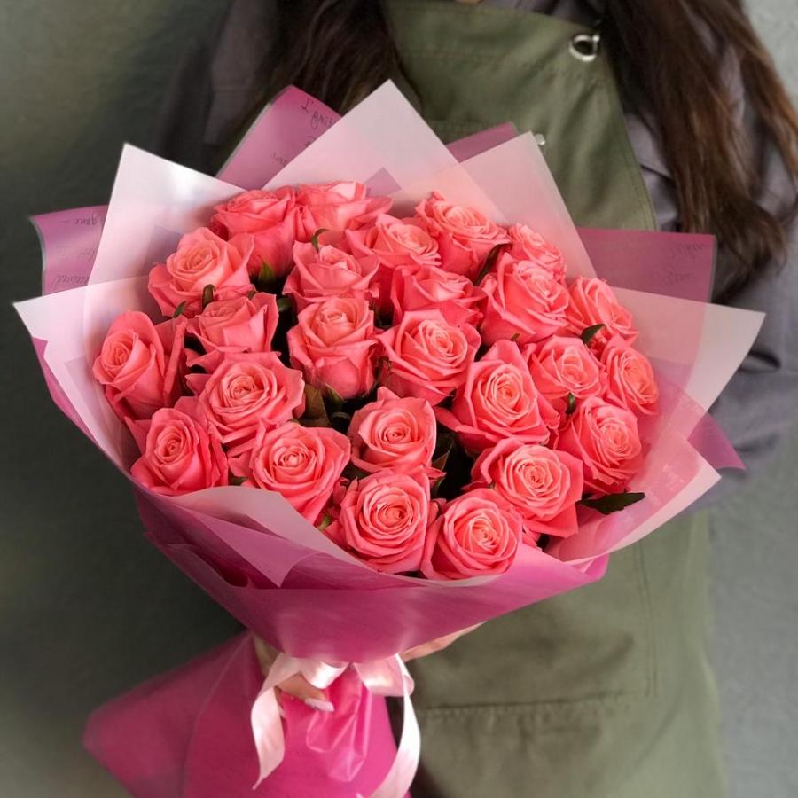 Розовые розы 50 см 25 шт. (Россия) код товара  358160