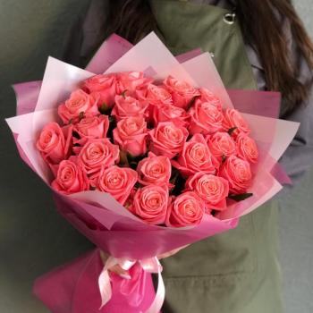 Розовые розы 50 см 25 шт. (Россия) код товара  358160
