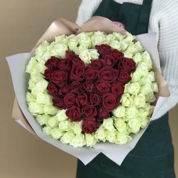 Букет 101 роза (Кения) в виде Сердца №  123552